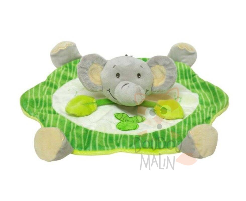  baby comforter elephant beige green leaf 
